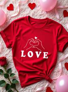 Manfinity Homme Men's Valentine's Day Graphic Red T-Shirt, Suitable Gift For Friends, Husband, Boyfriend - Red - View 2