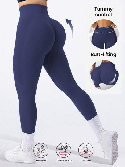 Easithlete High Waisted Seamless  Yoga Legging Tummy Control Soft Butt Lifting For Hiking Workout Running Cycling Yoga Pickleball Exercize Casual,Navy Blue