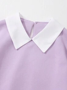 SHEIN Conjunto de falda y sudadera con cuello polo 2 en 1 para niña preadolescente
