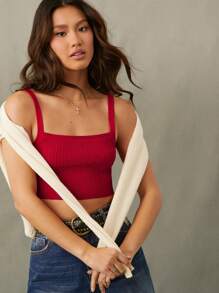 WESTFADE Sweater Knit Cami Top Festival - Red - View 1