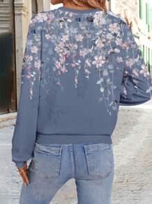 EMERY ROSE 女士复古图案宽松保暖内衬休闲套头运动衫，适合秋冬季