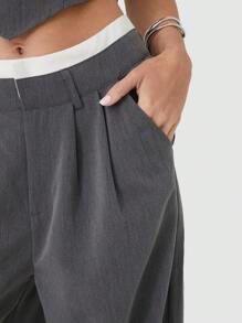 SHEIN EZwear Conjunto de top bandeau y pantalones de estilo nuevo para mujer