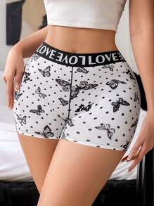 Eraneu 1pc Exotic Funny Butterfly & Letter Print High Waist Sports Style Women Briefs