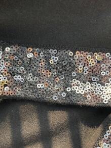 EMERY ROSE Women's Fashion Casual Sleeveless Top, Contrast Fabric Straps With Sequins Detail, Asymmetric Hemline, Spring/Summer