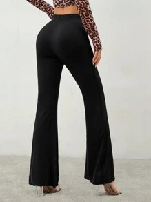 SHEIN PETITE 生菜边饰弹性女式喇叭裤