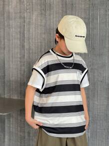 Tween Boys' Casual Striped Wide Strap Tank Top