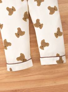 2件套 女童可爱熊领开衫和休闲长裤家居服套装 - 杏色 - 查看 6