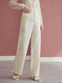 MOTF PREMIUM Pantalones de traje con bolsillos en diagonal con pinza - Albaricoque - Ver 6