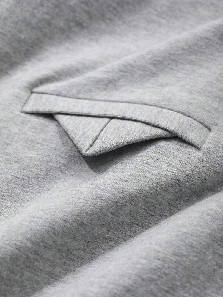 Men's Summer Solid Gray Triangular Pocket Design Premium T-Shirt Set