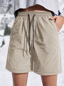 In My Nature Pantaloni casual lunghi da donna con stampa di lettere, vita con coulisse e pieghe, adatti per attività all'aperto come trekking