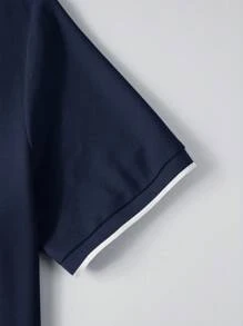 Manfinity Homme Men's Striped Short Sleeve Casual/Business Polo Shirt - Royal Blue - View 5