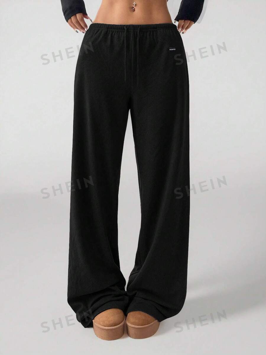 SHEIN PETITE Cinturón reversible de mujer con bordado de letra para pantalones casuales