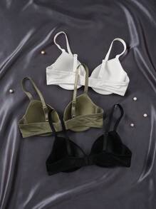 Snug Zone 3 pièces/Set Soutien-gorge sans armature confortable de couleur unie pour femmes