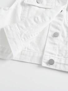 SHEIN Tween 女童 Y2K 春夏波西米亚风水洗休闲时尚学院风无袖牛仔夹克