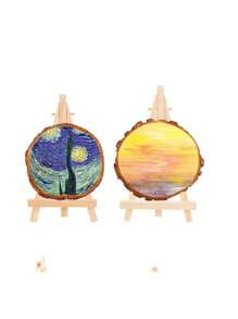 1pc Wooden Tabletop Easel Exhibition Stand, Mini Art Stand For Kids, Multifunctional Display Stand For Paintings, Triangular Support For Cell Phone And TV Series Watching,Back To School,School Supplies