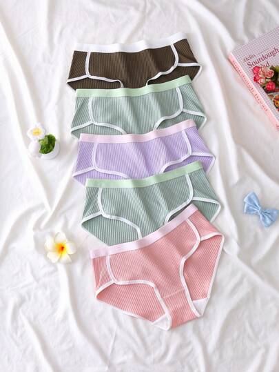 4 件套 少女撞色修身轻便运动风格三角内裤