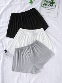 3pcs Set Casual Letter Print Elastic Waist Lounge Shorts Sleep Shorts