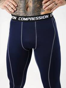 Gym Rark Letter Print Color Block Trim Men's Tight Fit Athletic Pants 3-Piece Set - Black - View 5