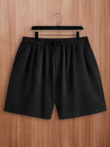 Manfinity VCAY 大码男士宽松卡通人物印花短袖针织圆领 T 恤和短裤套装 - 杏色 - 查看 8