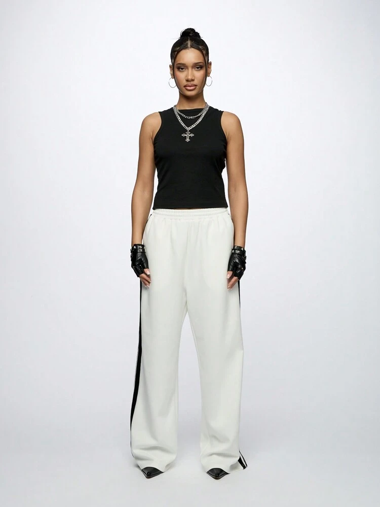 SUMWON WOMEN Jogginghose mit weitem Bein und Seitenstreifen