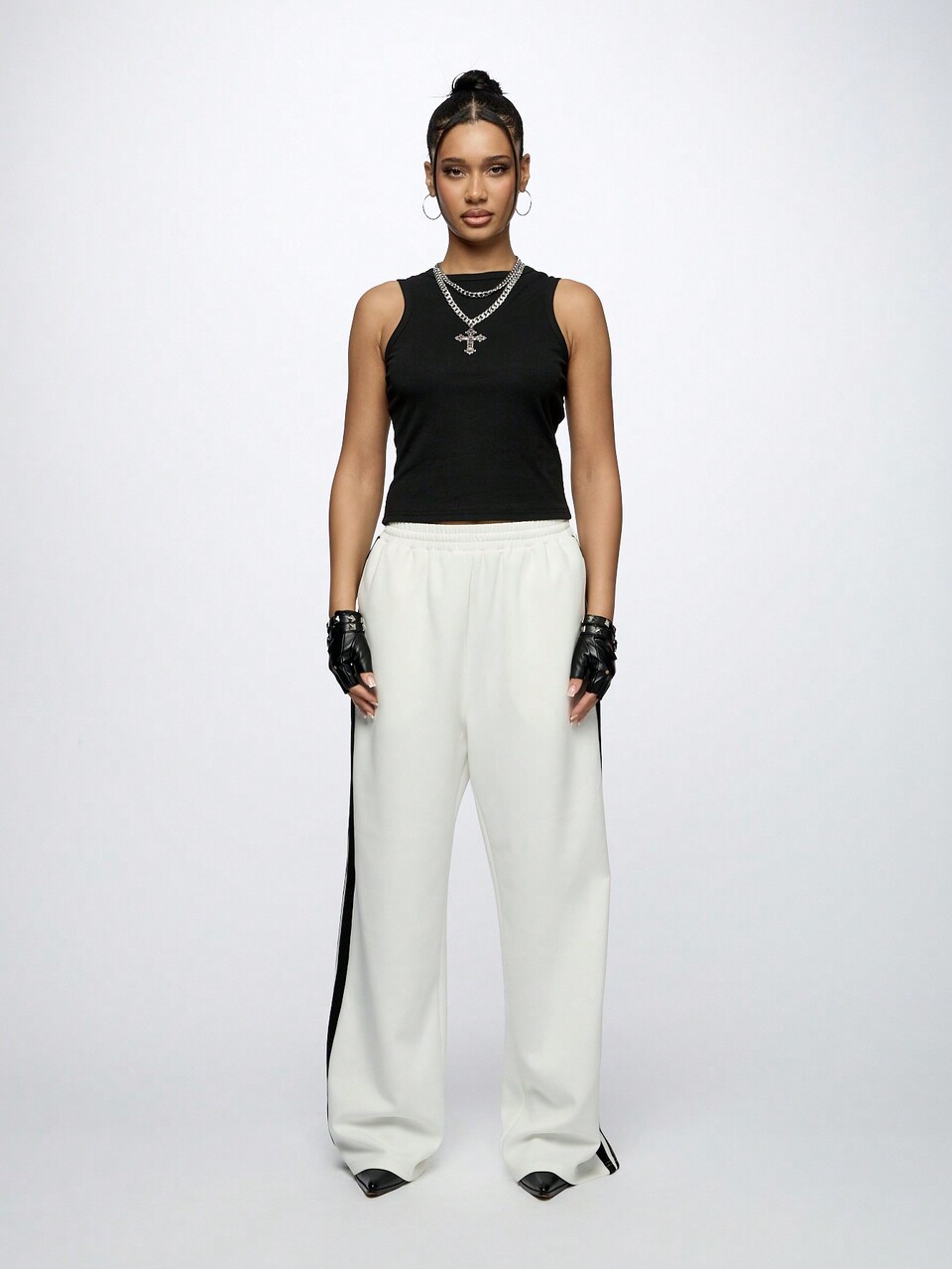 SUMWON WOMEN Side Stripe Wide Leg Sweatpants
