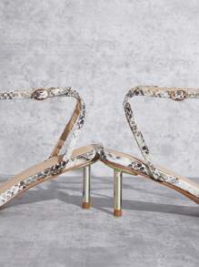 SHUZIA Women's Cross Toe Band Snake Print Low Heel Sandals Summer Shoes Spring Shoes Spring Break Easter - Multicolor - View 5