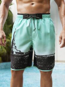 Surfspeed Men's Contrast Building Print Beach Shorts - Multicolor - View 6