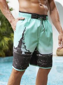 Surfspeed Men's Contrast Building Print Beach Shorts - Multicolor - View 7