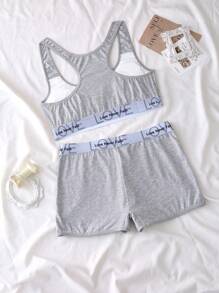 Set de 2 piezas de ropa interior gris con estilo deportivo juvenil - Gris - Ver 2