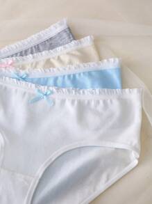 少女蝴蝶结装饰纯色内裤 - 彩色 - 查看 4