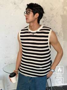 Manfinity CasualKnits Áo vest dệt kim không tay sọc cổ tròn cho nam - Nhiều màu - Xem 5