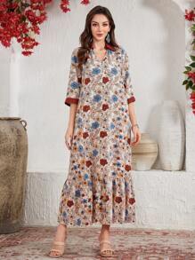 Lacomfia 女士印花撞色 H 型休闲春夏连衣裙 - 彩色 - 查看 3