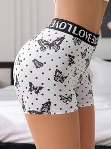 Eraneu 1pc Exotic Funny Butterfly & Letter Print High Waist Sports Style Women Briefs