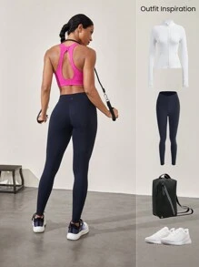 GLOWMODE Performance Cut-Out Hook Closure Sports Bra Medium Impact Jogging Gym Training Daily Quick Dry Moisture Wicking - Red Violet - View 7