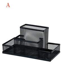 1 Pack Desk Organizer Desktop Mesh Pen Pencil Holder Caddy With 4 Compartments, Office Home School Classroom Accessories Cool Supplies Black Back To School