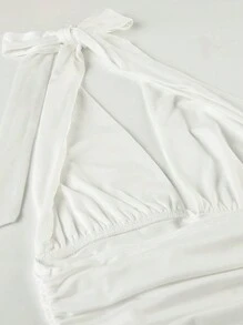 INAWLY 女士深 V 领纯色低背褶饰吊带背心