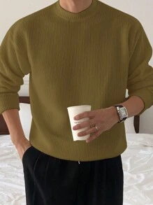 DAZY 秋季男士纯色军绿色套头衫