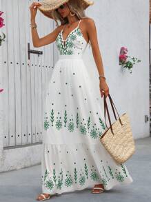 Breezaya 女士夏季长款印花夏威夷风格吊带连衣裙超长度假海滩装