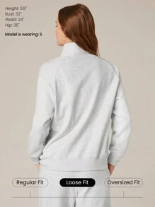 GLOWMODE 日常羊毛半拉链臀长长袖运动衫，带侧袋，日常休闲