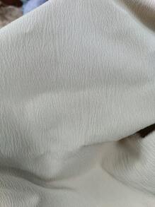 SHEIN LUNE Chất rắn Nút phía trước Áo sơ mi & Quần ống rộng - Màu Khaki - Xem 7