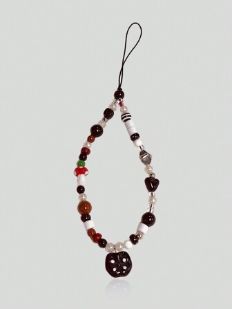 Fairycore Cordino vintage carino per telefono a forma di volto di gatto, design originale creativo, cinghia anti-smarrimento per fotocamera, corda per appendere il telefono