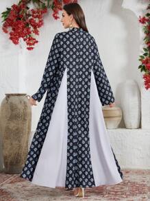 Al Najma Muslim Fashion Ladies Islamic Traditional Dress, Arabic Long Robe Kaftan, Modest Full Length Dresses - Black - View 2