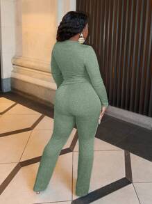 Slaydiva 2pcs Women Casual Basic Elegant Heart Print Long Sleeve Ruffle Blouse And Pants Set