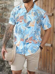 ResortEase Plus Size Men Casual Simple Fashion Dress Shirt, For Daily Wear