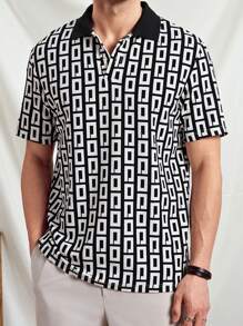 Manfinity ModaGents Men's Loose Knitted Polo Shirt, Long Sleeve, Collared, Suitable For Summer