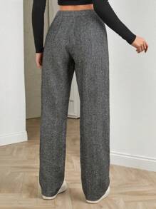 SHEIN Tall Pantalones globo de cintura alta de unicolor para mujer