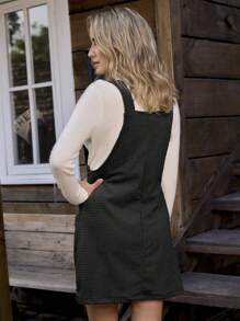 LanaWest Vestido overol unicolor con doble bolsillo sin jersey