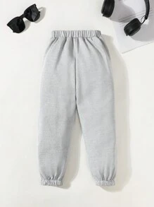 SHEIN Playful Pals Young Boy Casual Letter Print Long Pants, Suitable For Outdoor Play And Casual Wear