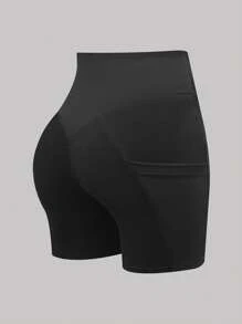 Chiquease Shorts casuales de cintura alta negros para mujer, primavera/verano