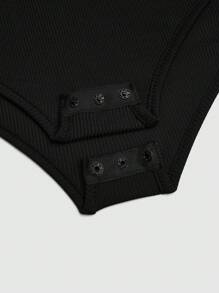 Flirla 2pcs/Set Versatile Round Neck Long Sleeve Romper And Wide-Leg Pants Set, Casual - Black - View 12